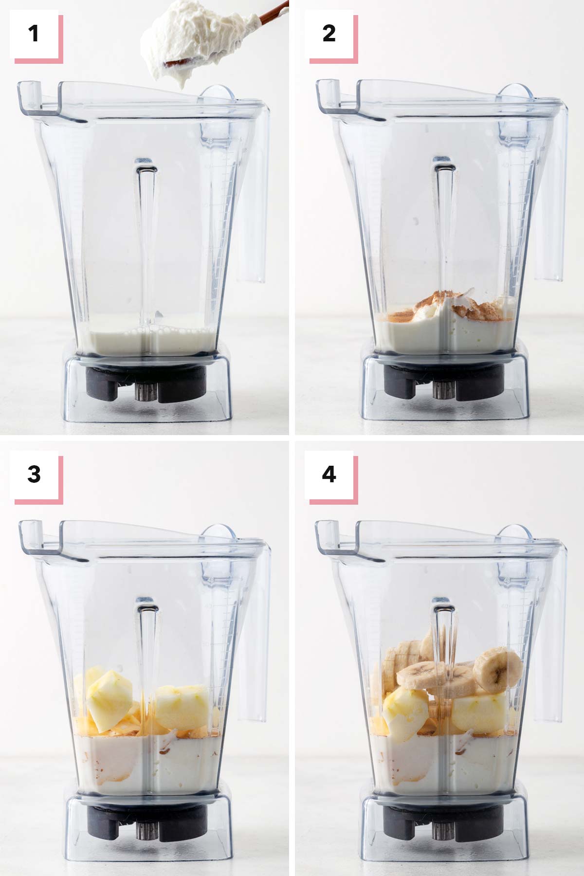Steps for making an apple smoothie.
