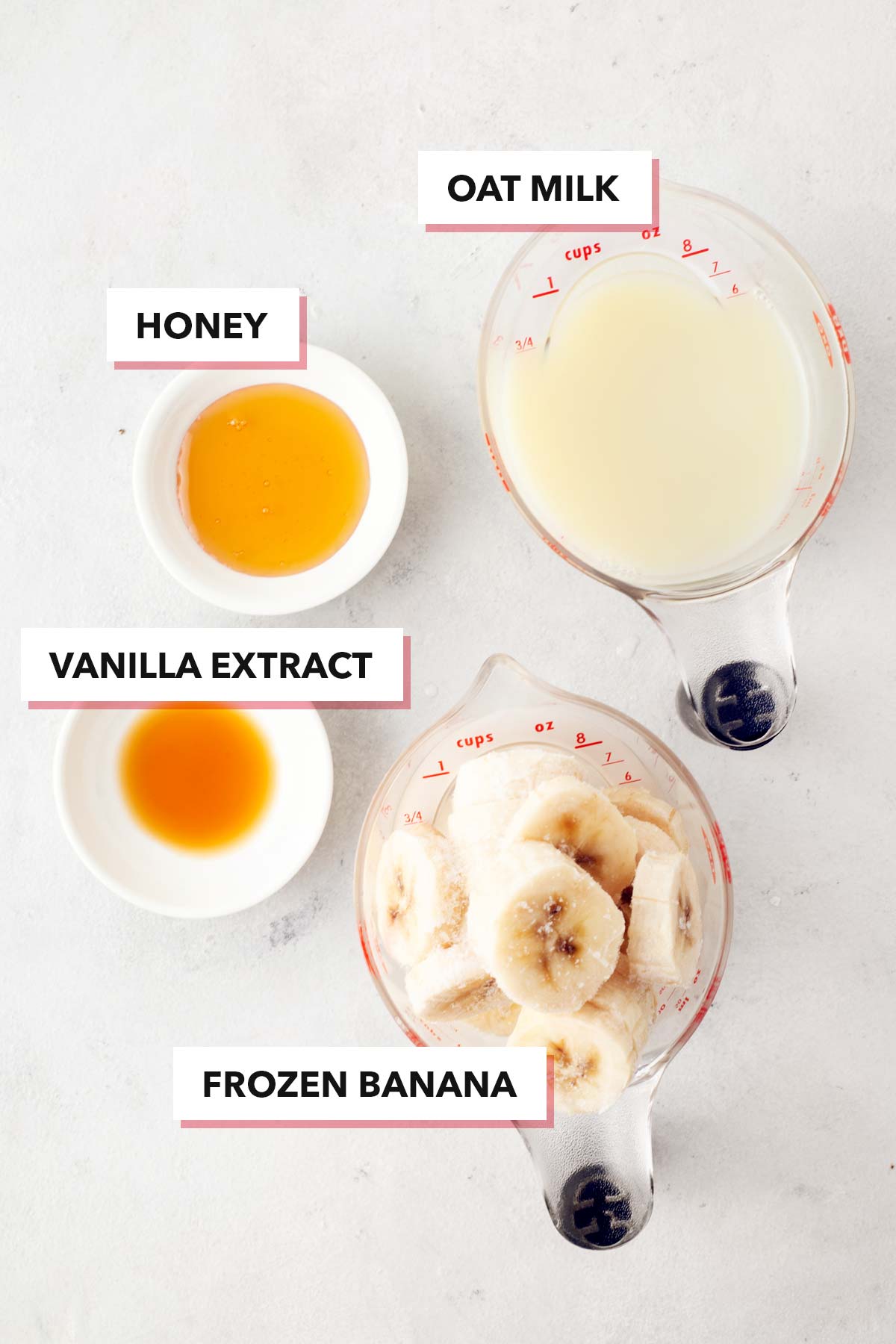 Ingredients for banana smoothie.