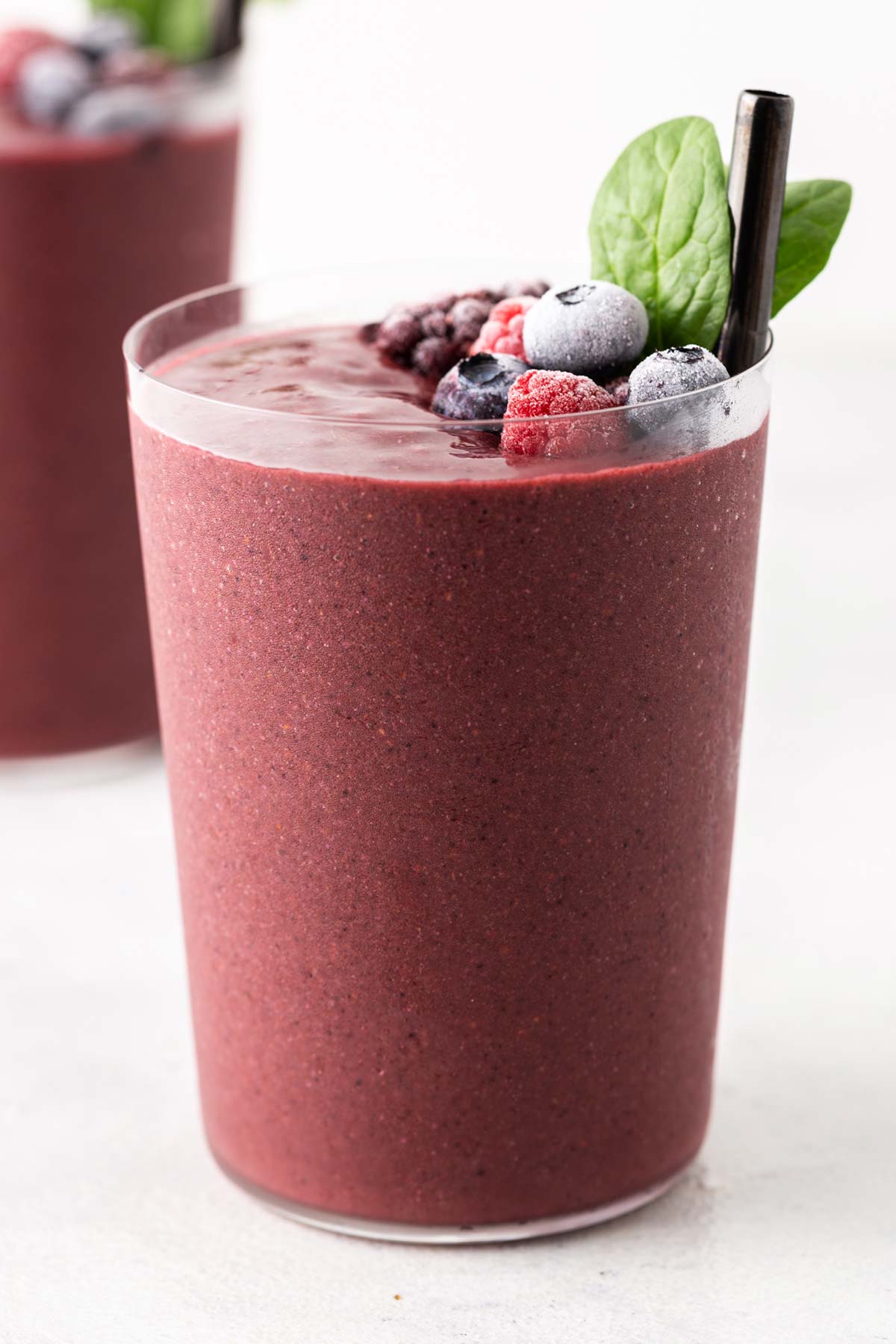 Berry smoothie in a glass.