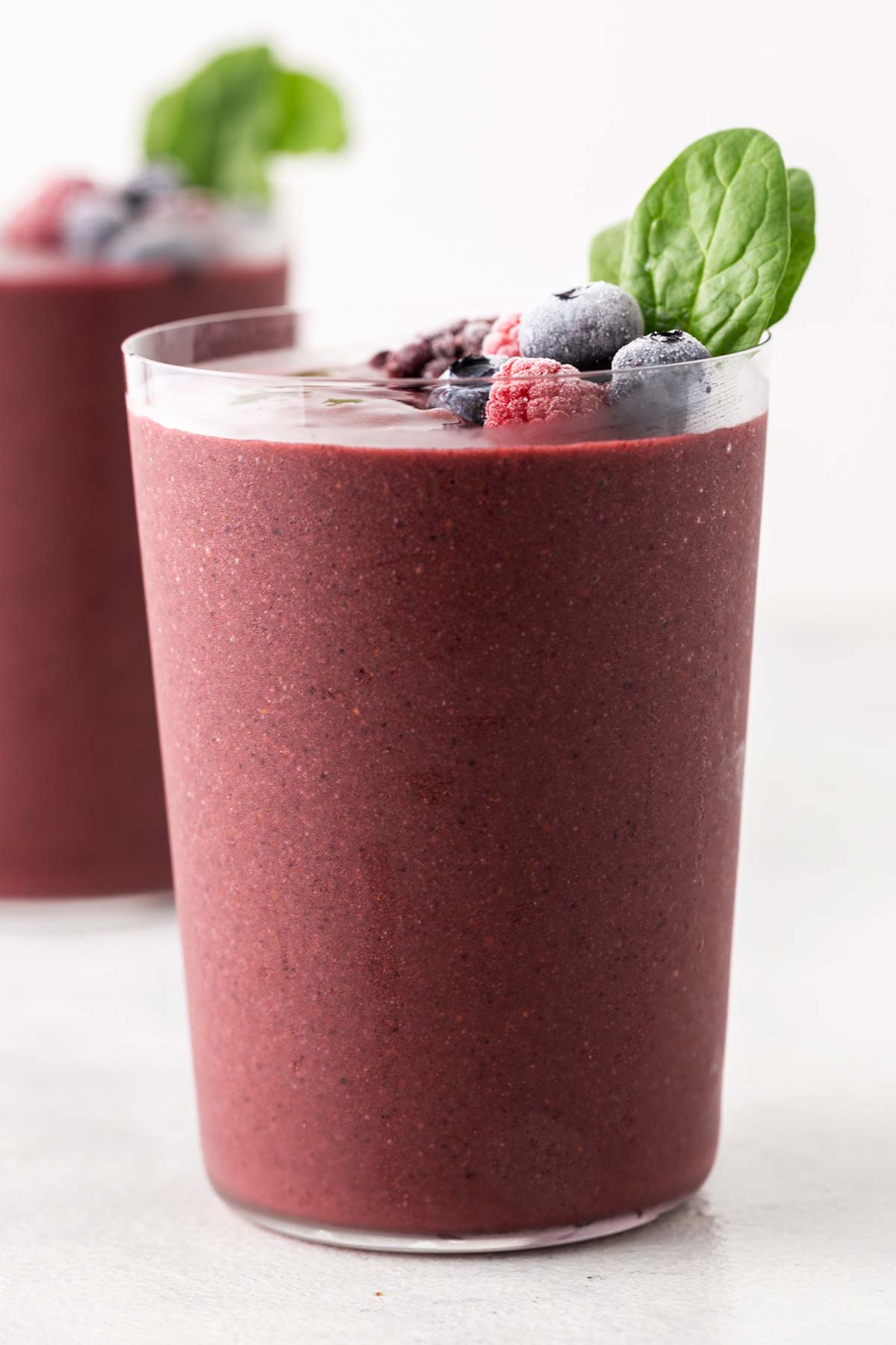 Berry smoothie in a glass.