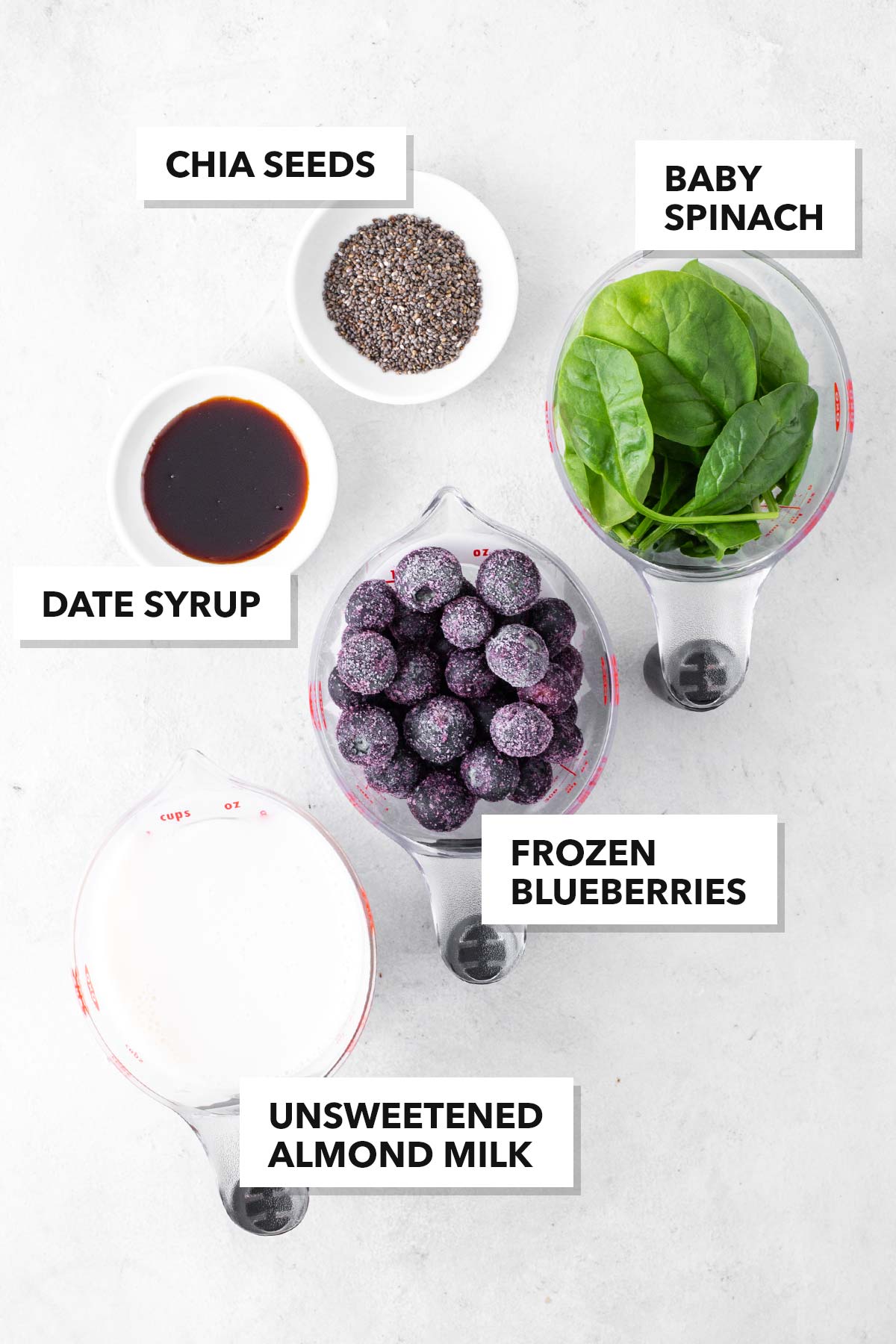 Ingredients for a blueberry smoothie.