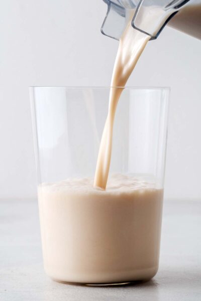 Caramel shake poured into a cup. 