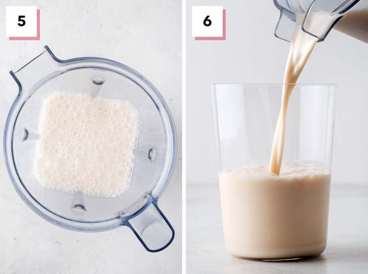 Final steps for making a caramel protein shake.