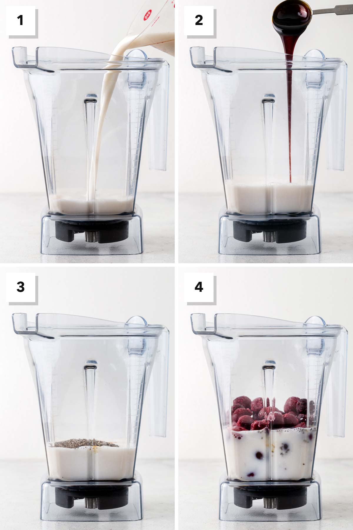 Steps for making a cherry smoothie.