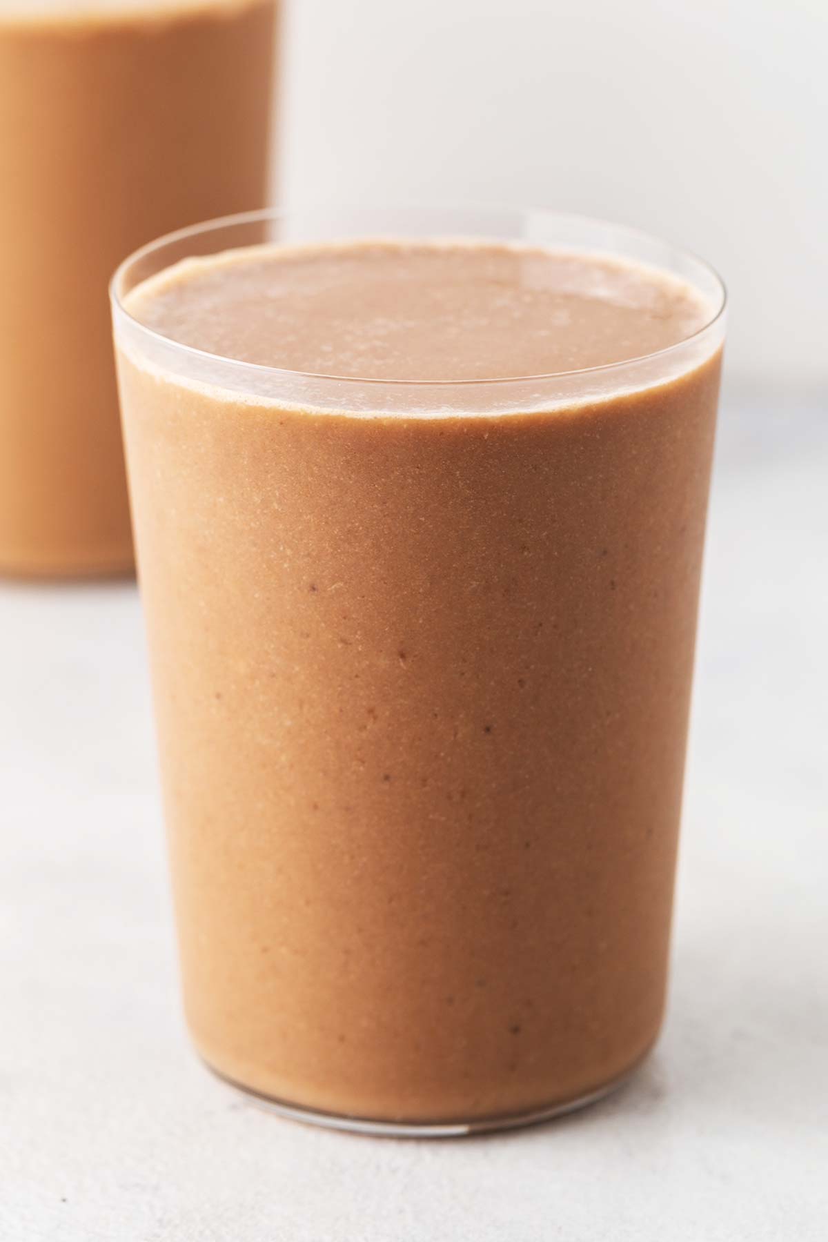 Chocolate Collagen Smoothie in a glass.