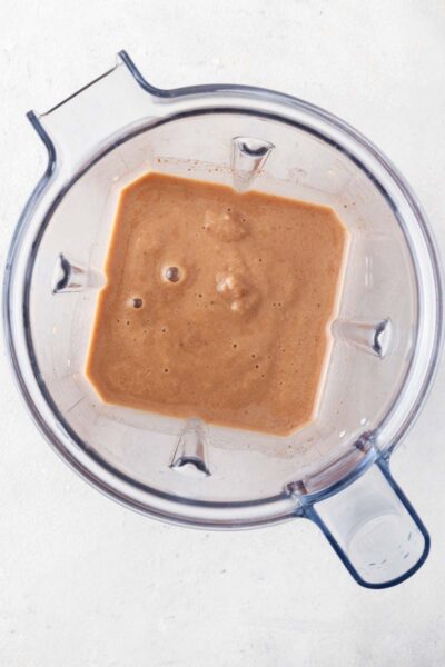 Chocolate smoothie blended together.