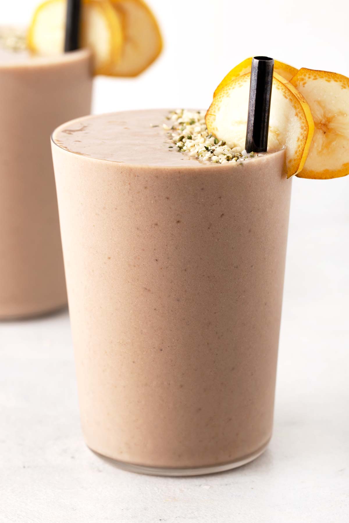 Coffee protein smoothie in a glass.