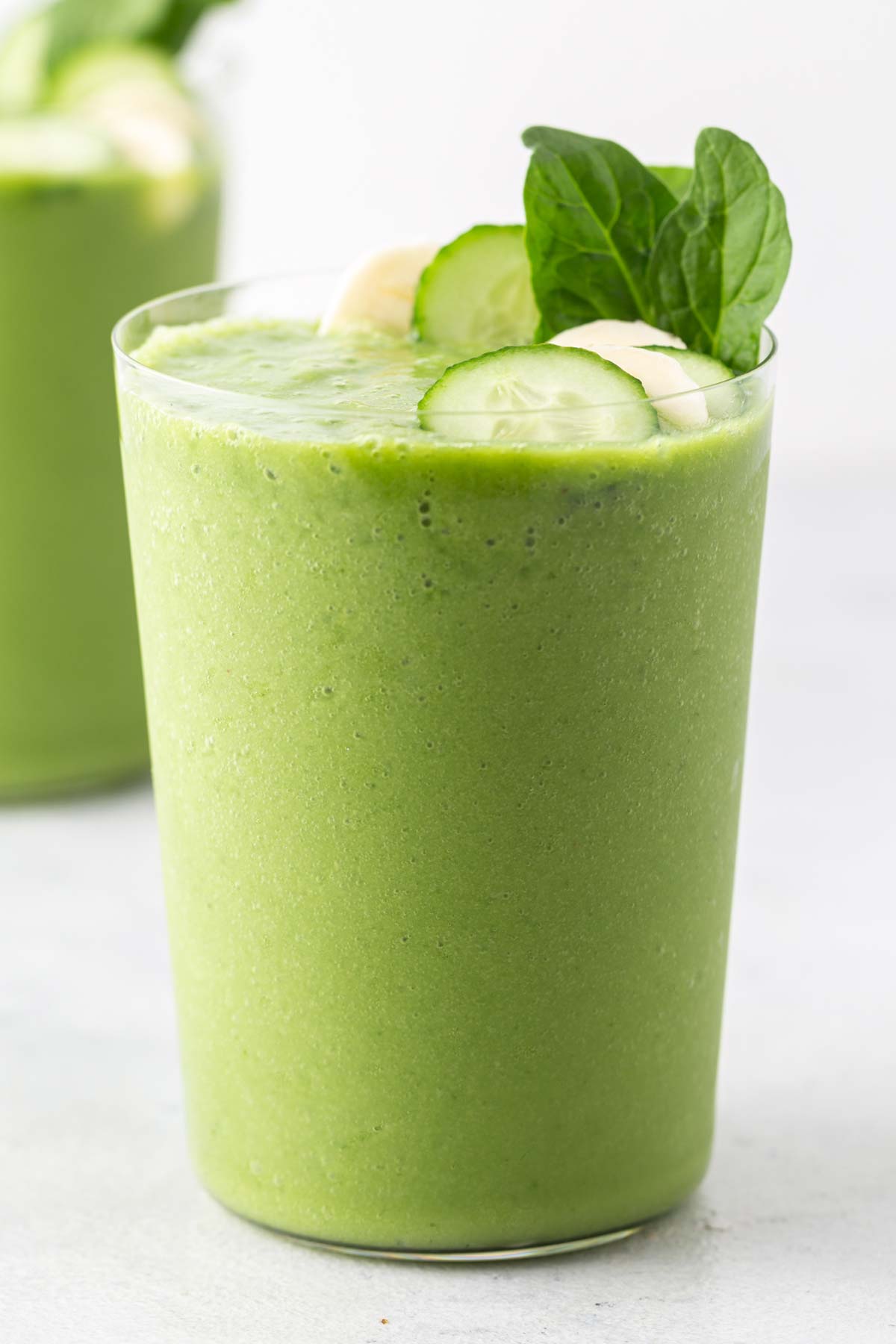 Cucumber smoothie in a glass.