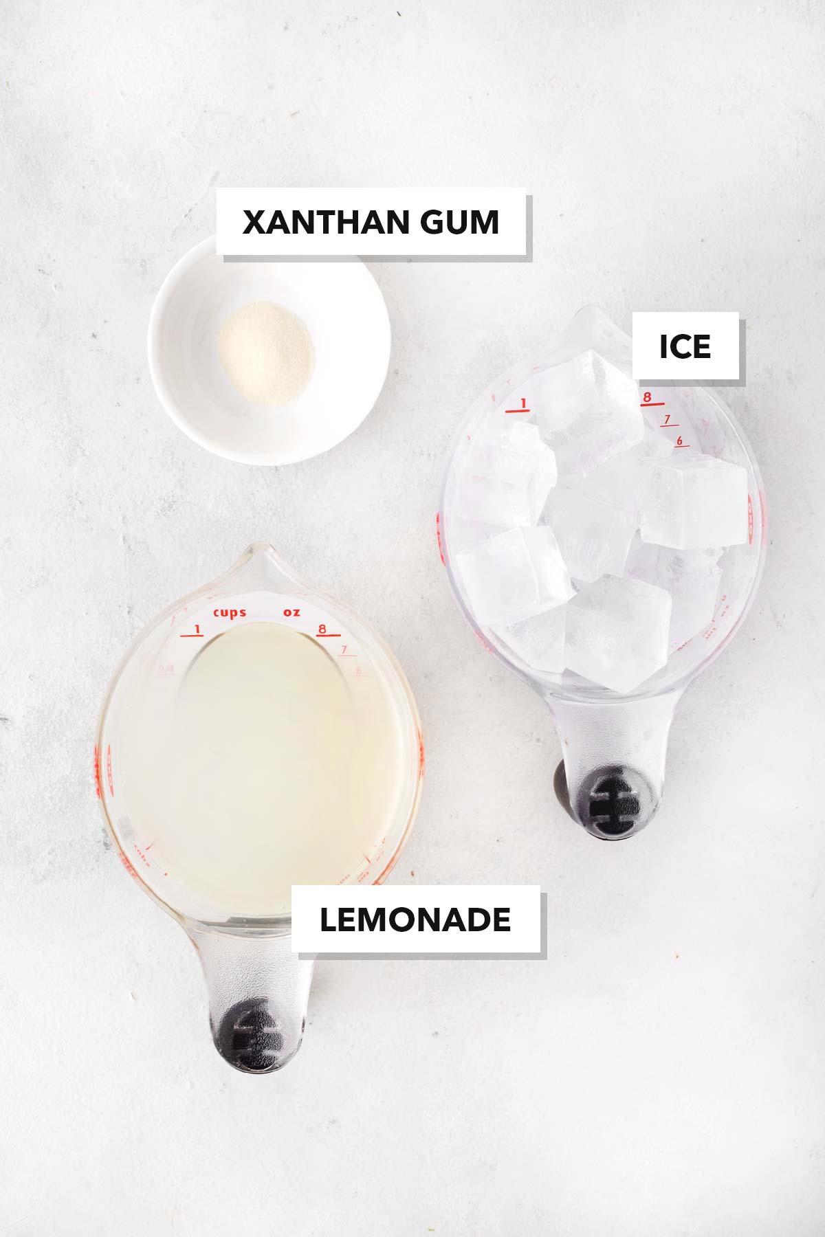 Ingredients for frozen lemonade.