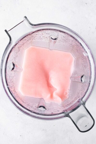 Frozen Strawberry Lemonade blended in a blender.