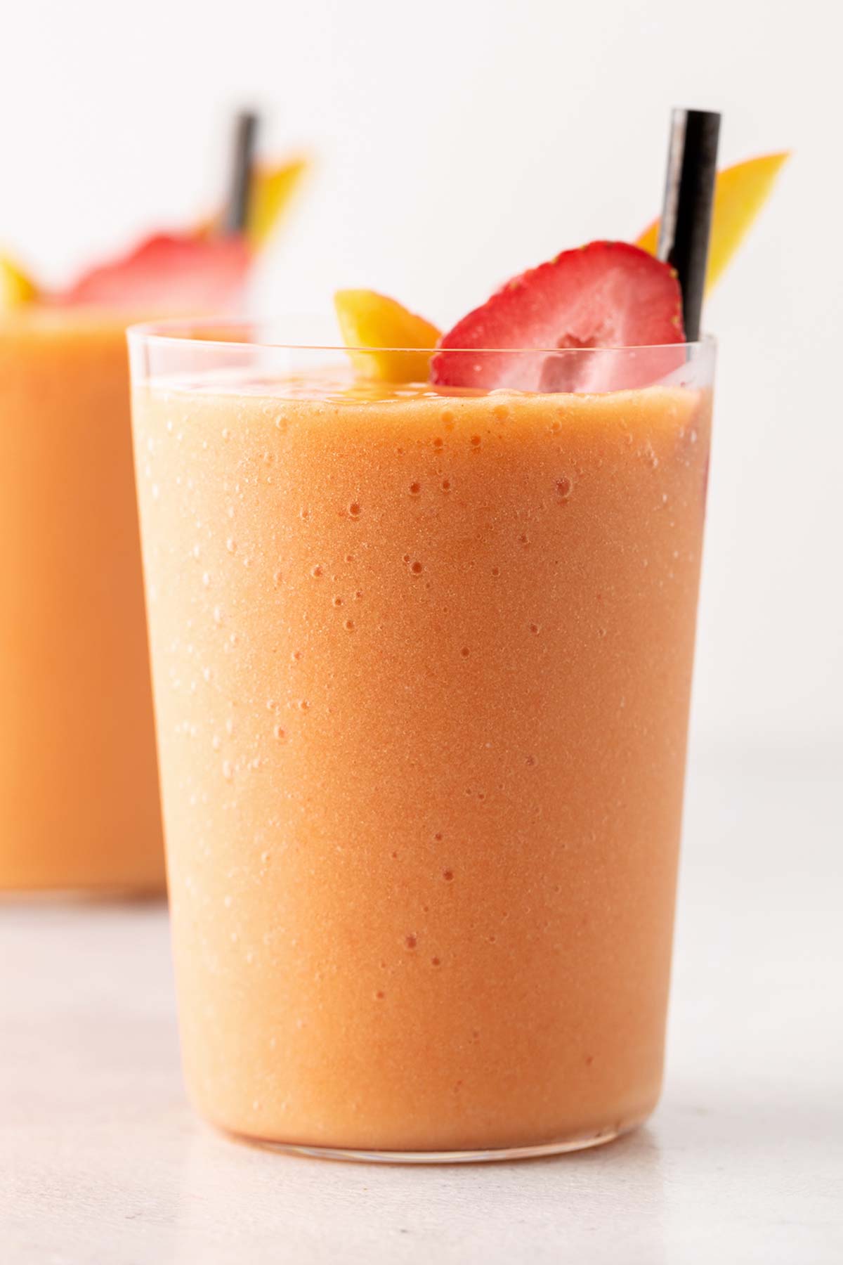 Fruit smoothie in a glass.