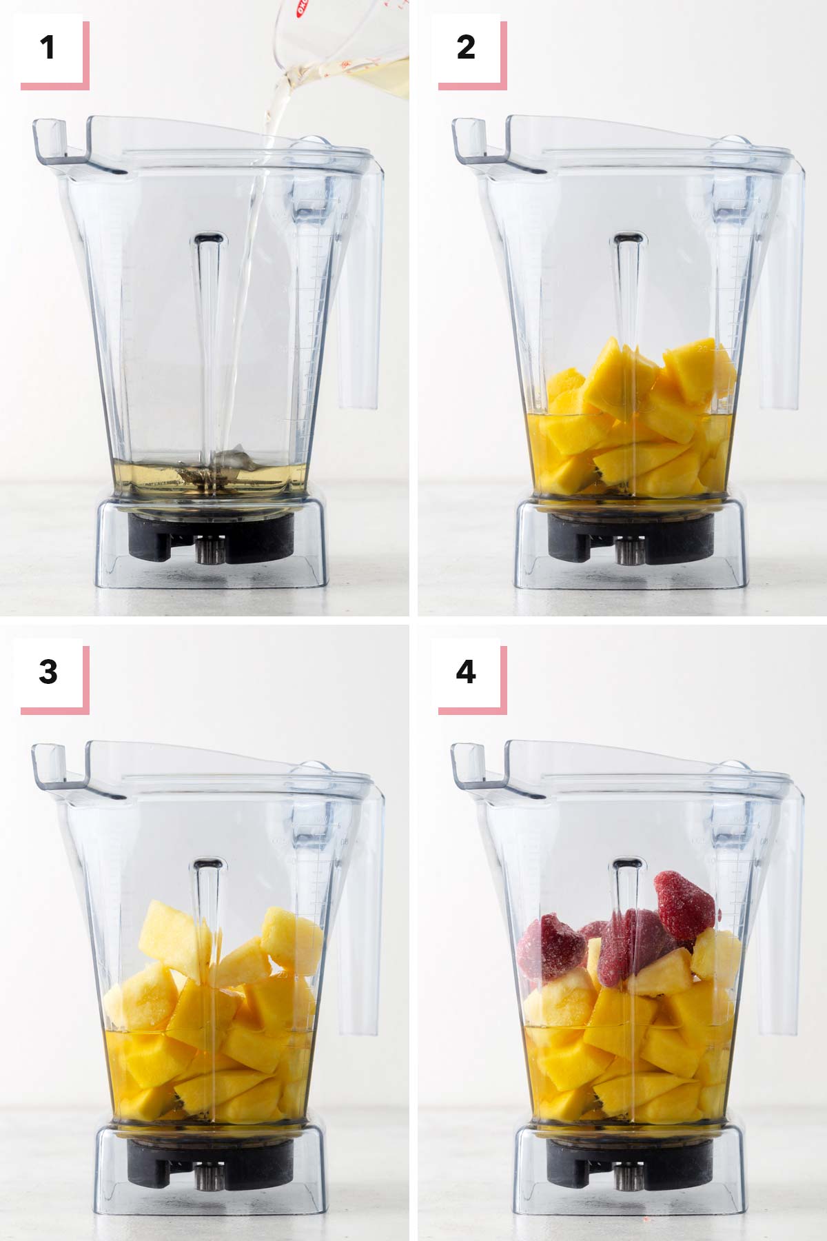 Steps for making a fruit smoothie.