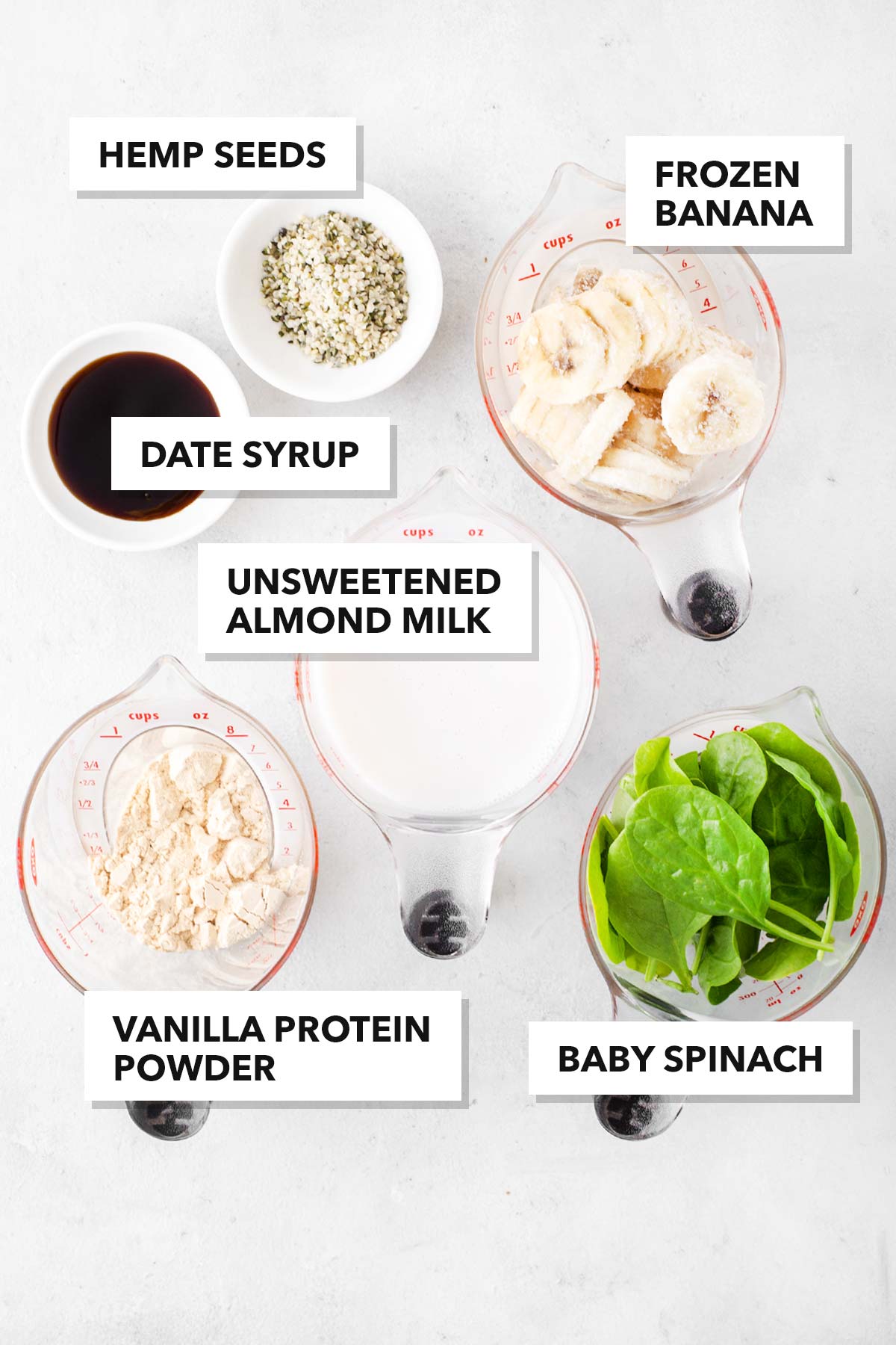 Ingredients for a green protein smoothie.