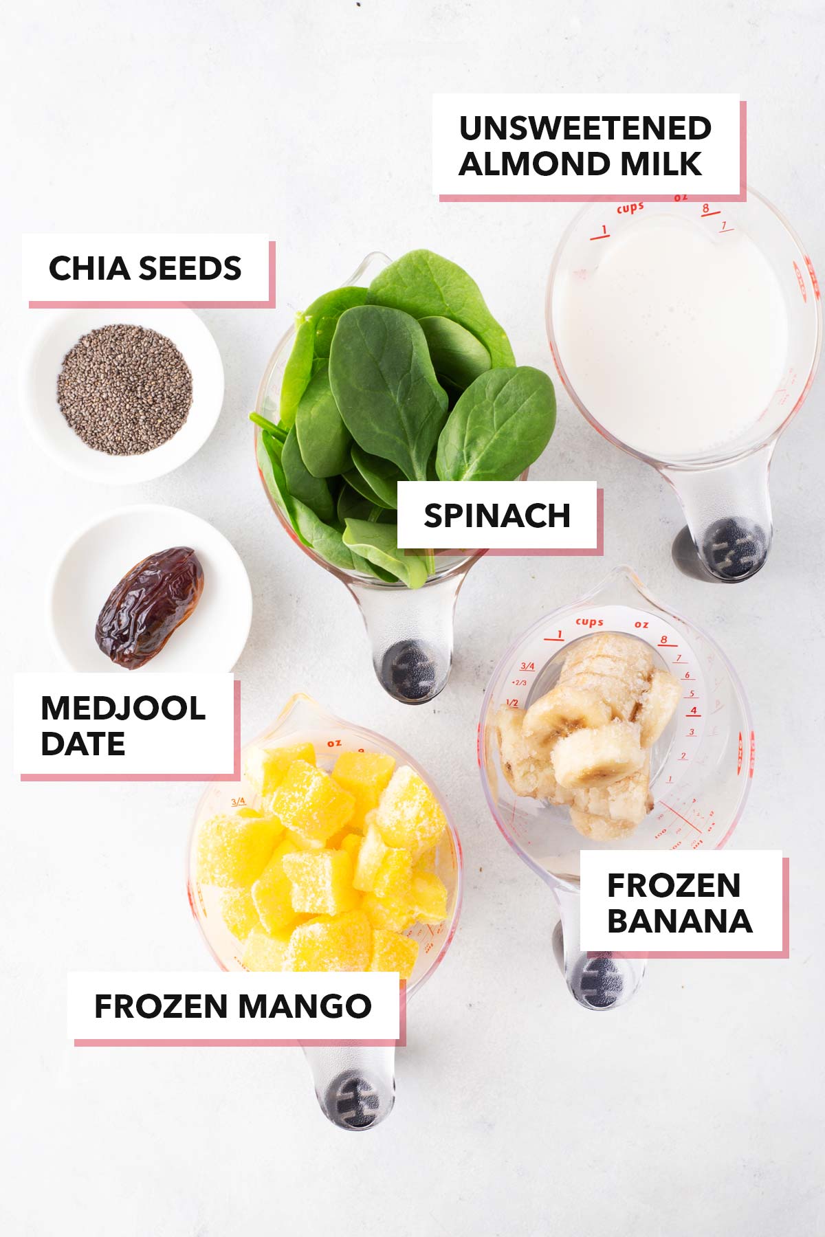 Ingredients for a green smoothie bowl.