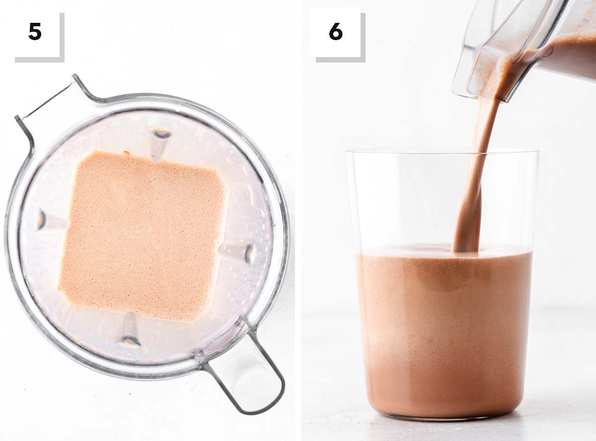 Final steps for making a protein shake.