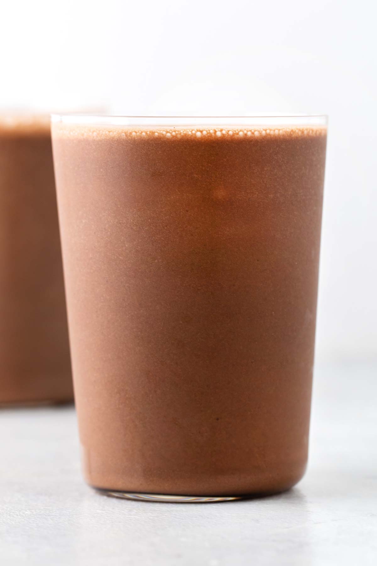 Mocha smoothie in a glass.