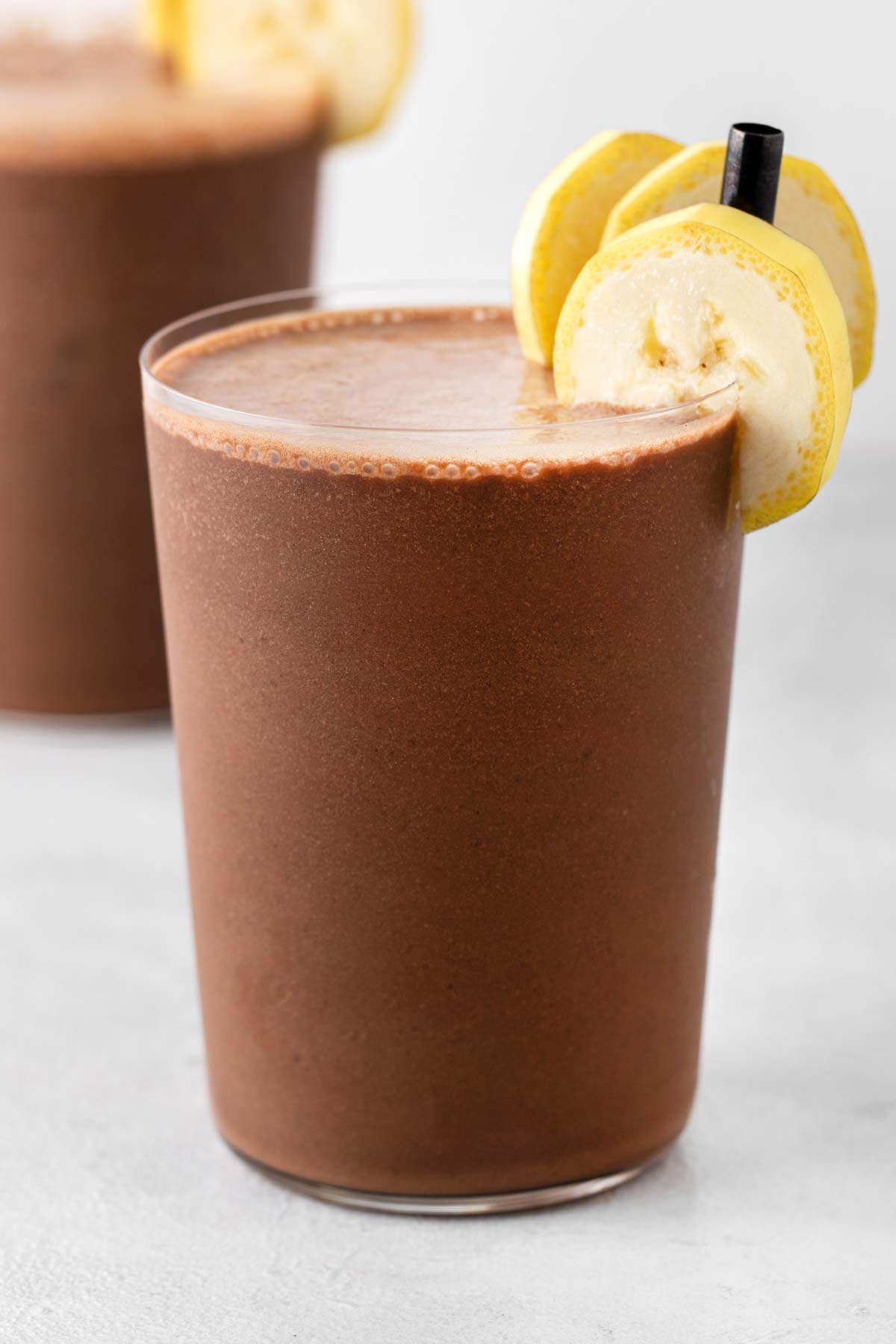Mocha smoothie in a glass.
