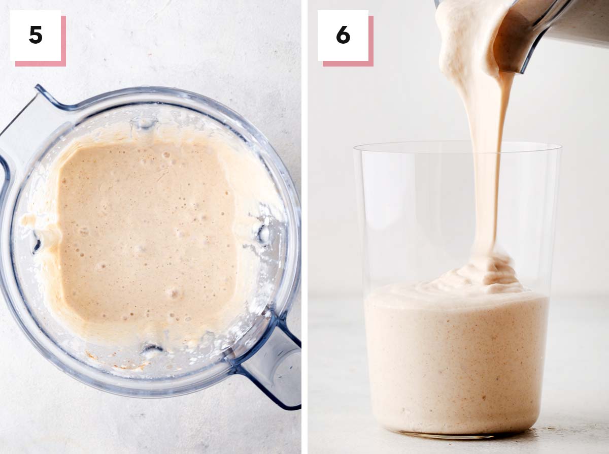 Final steps to make an oatmeal smoothie.