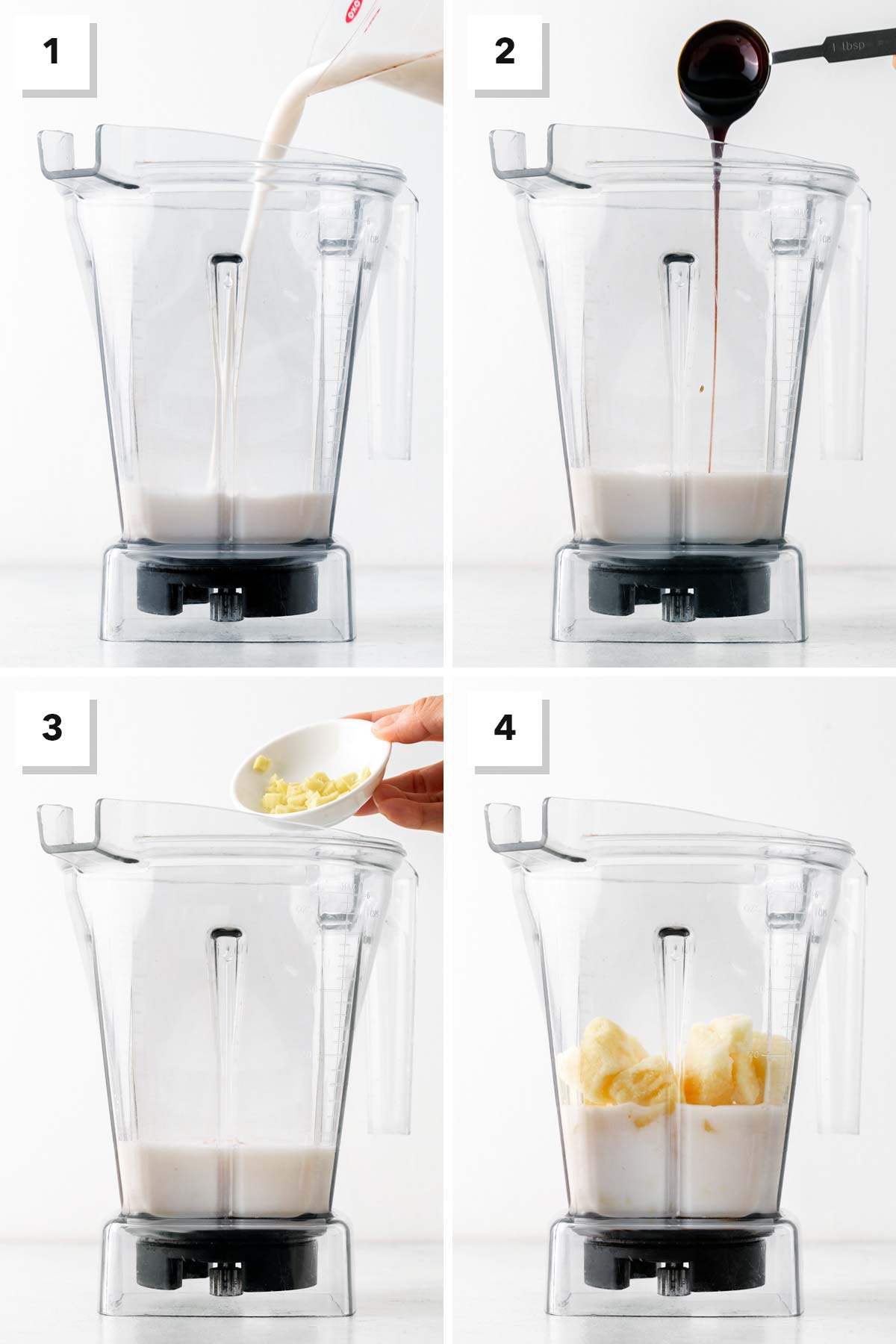 Steps for making a pineapple ginger smoothie.