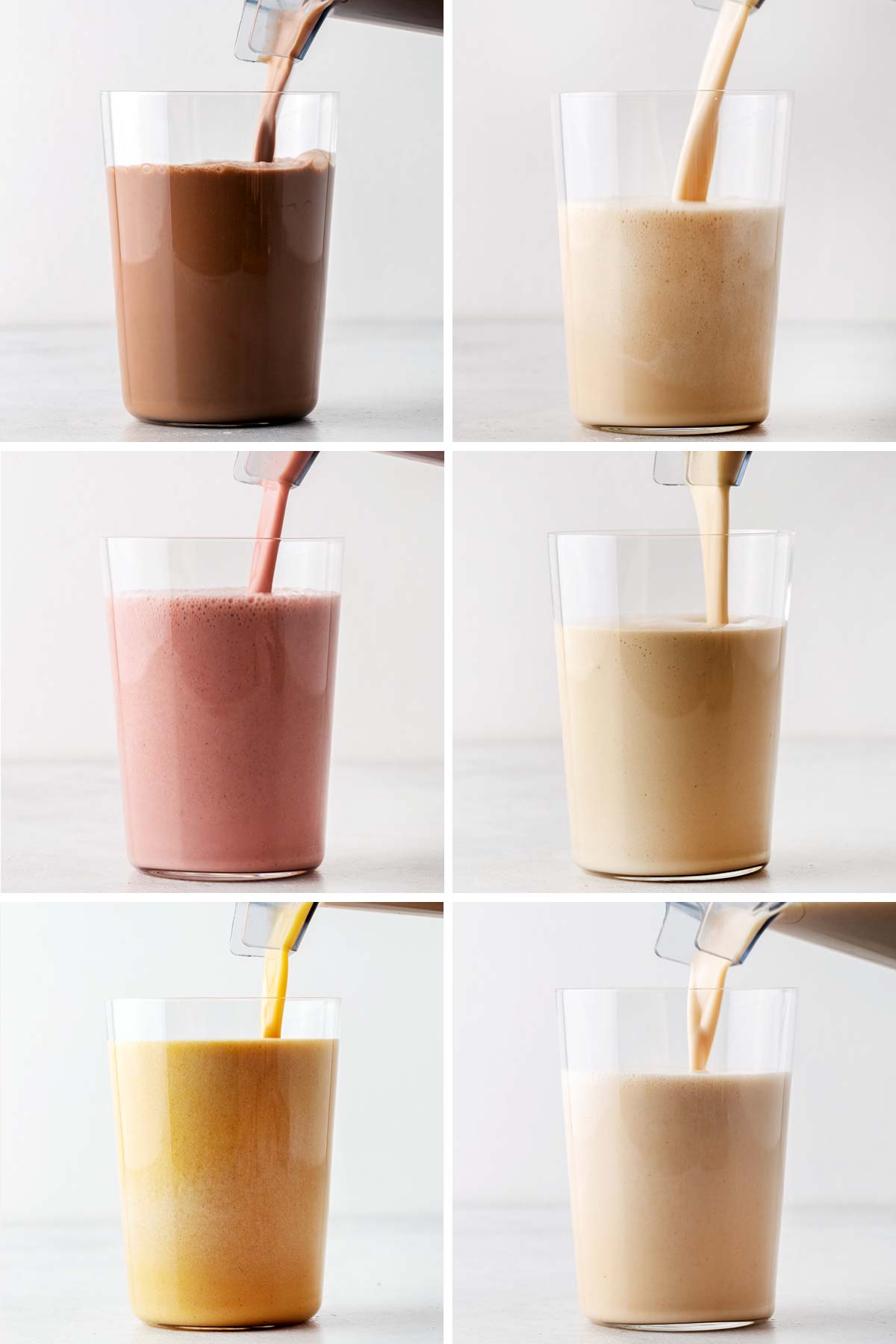 Six different protein shakes.