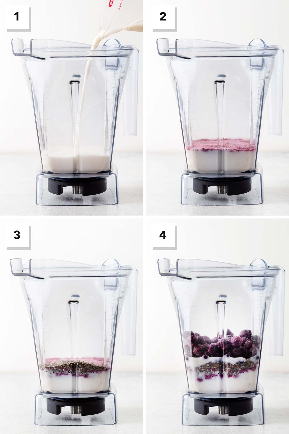 Steps for making a purple sweet potato smoothie bowl.