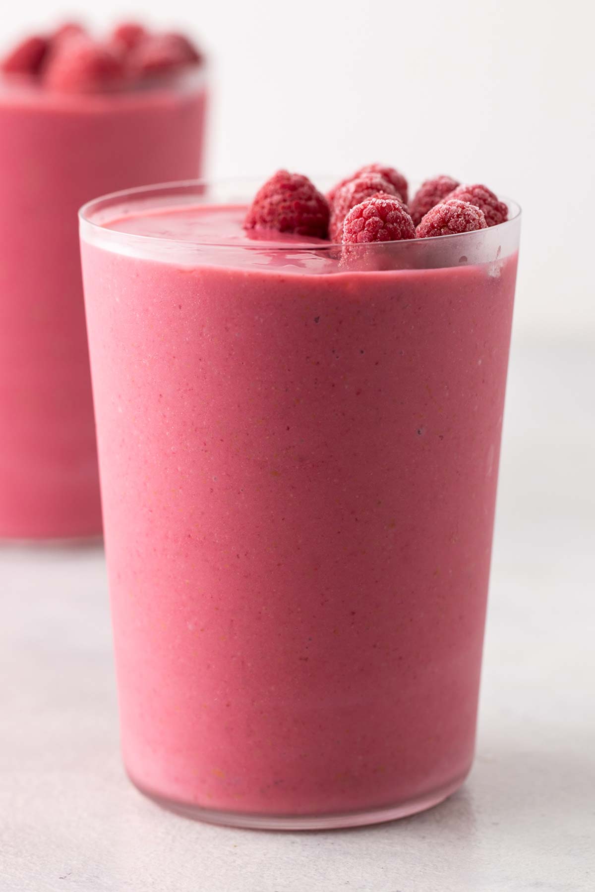 Raspberry smoothie in a glass.