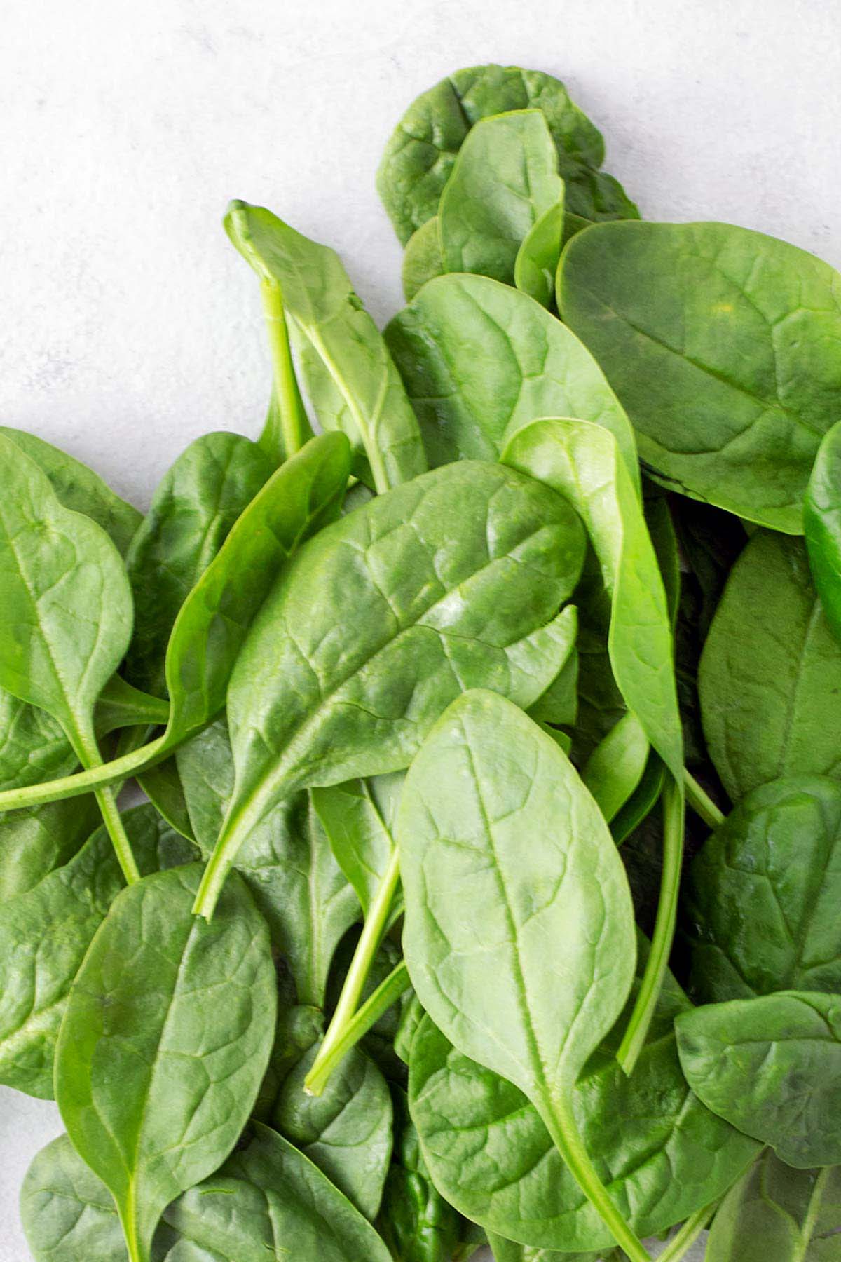 Spinach in a pile.