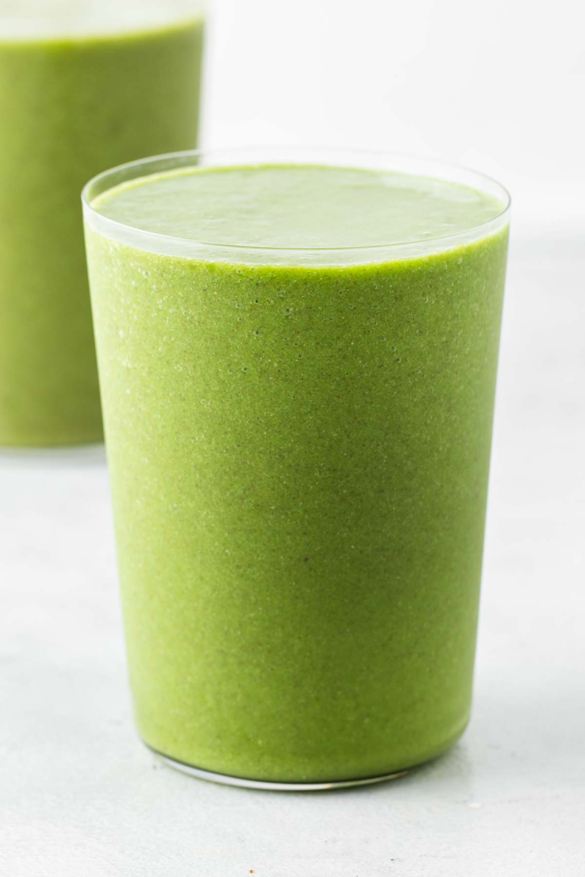 Spinach smoothie in a glass.