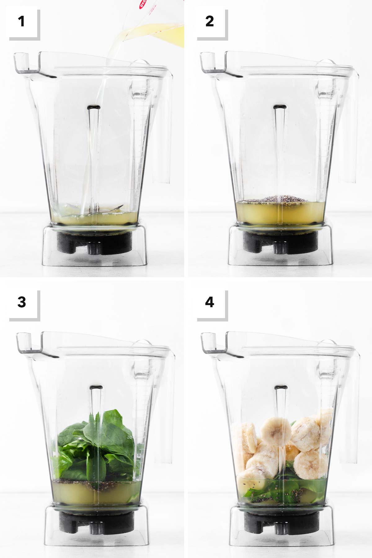 Steps for making a spinach smoothie.
