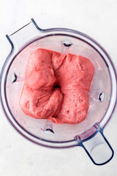 Strawberry smoothie bowl blended together. 