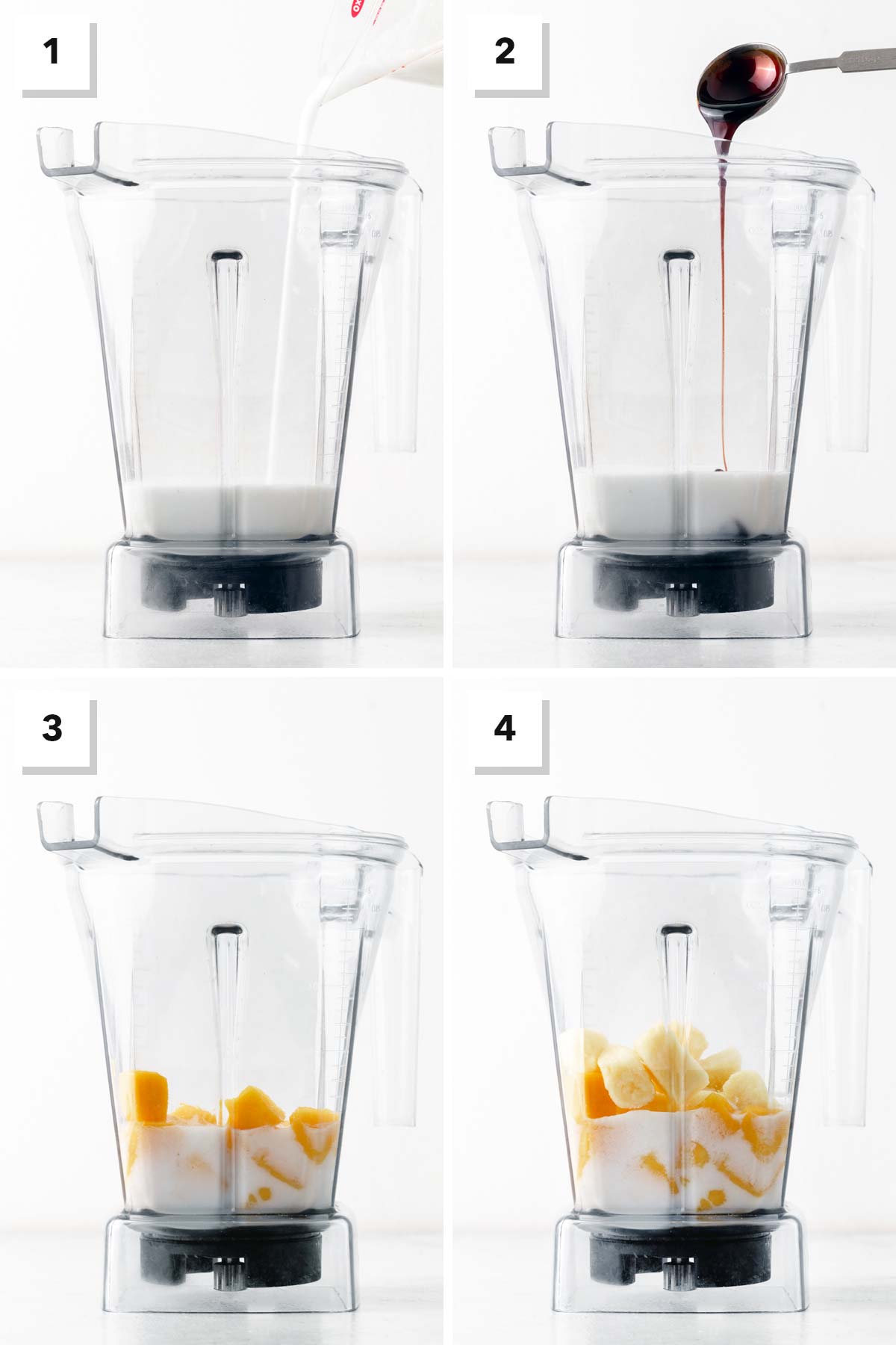 Tropical smoothie step-by-step photos.
