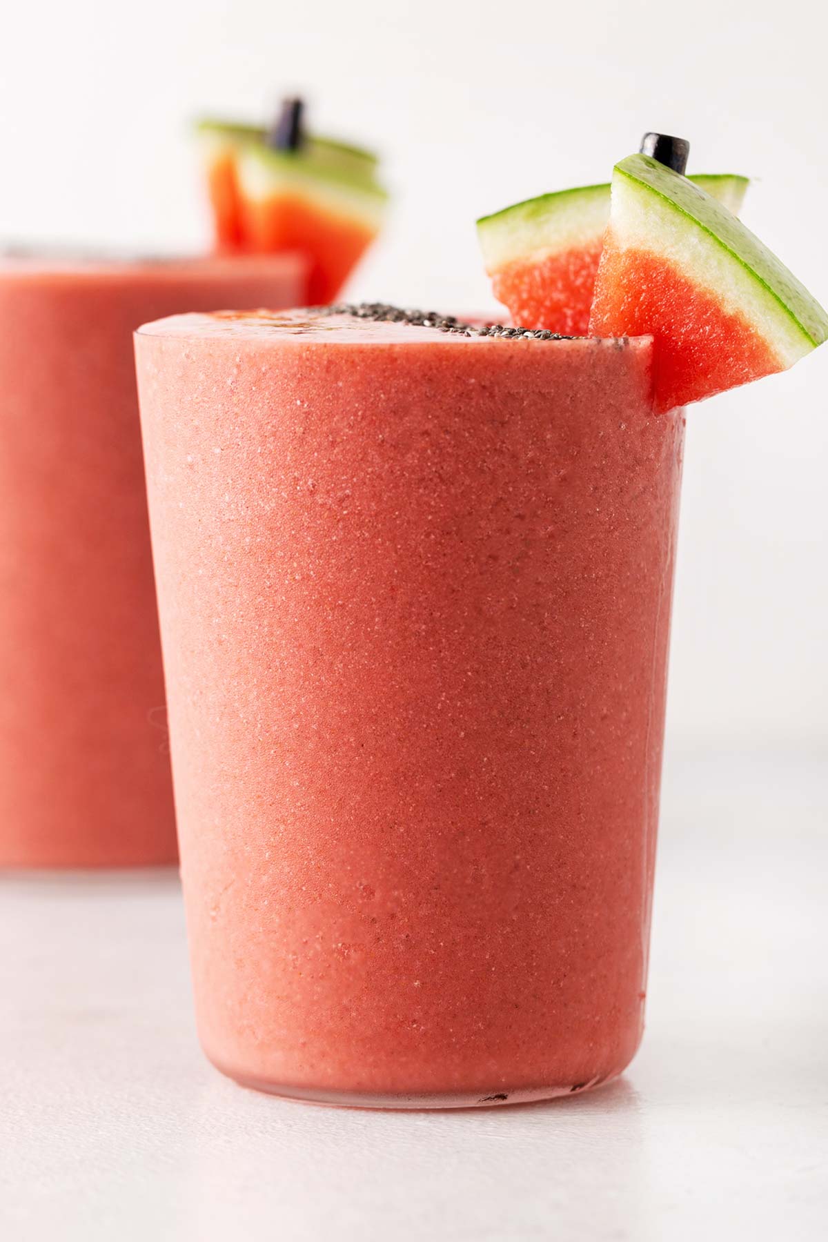 Watermelon smoothie in a glass.
